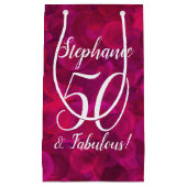 ピンクレッドローズ50と素晴らしい誕生日パーティー スモールペーパーバッグ (正面)