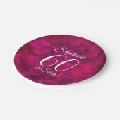 ピンクレッドローズ60とサッシー誕生日パーティー ペーパープレート (アングル)