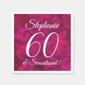 ピンクレッドローズ60とセンセーショナルな誕生日パーティー スタンダードカクテルナプキン (正面)