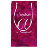 ピンクレッドローズ60とセンセーショナルな誕生日パーティー スモールペーパーバッグ (正面)