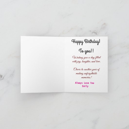 ピンクレッドローゼスペシャルガールフレンド誕生日 カード (内部)