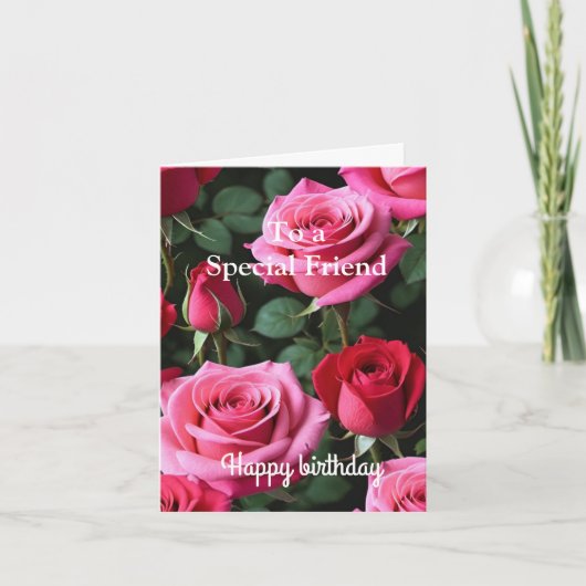 ピンクレッドローゼズフォースペシャルフレンド誕生日 カード (正面)