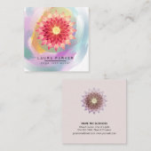 ピンクレッドロータスマンダラヨガインストラクターホリスティック スクエア名刺 (正面/裏面)