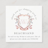 ピンクレッドワイルドフラワークレストありがとうございました スクエア名刺 (正面)