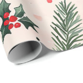 ピンクレッドヴィンテージクリスマス ラッピングペーパー (ロールコーナー)