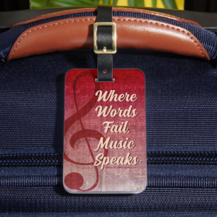 ピンクレッドヴィンテージグランジクレフ、 音符記号シンボルミュージックシート ラゲッジタグ