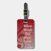 ピンクレッドヴィンテージグランジクレフ、 音符記号シンボルミュージックシート ラゲッジタグ (正面縦)