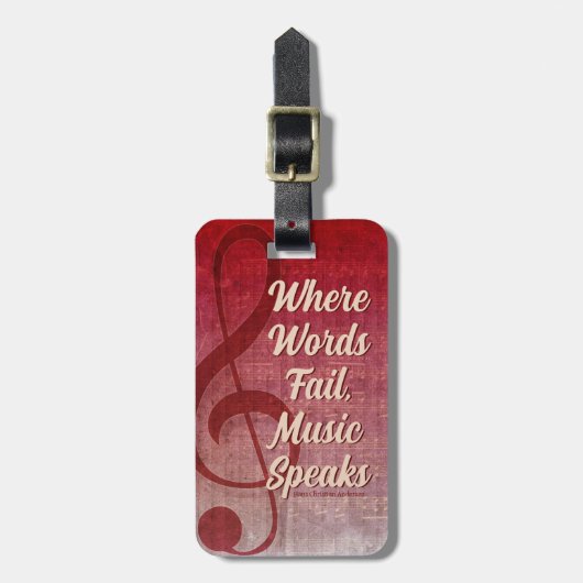 ピンクレッドヴィンテージグランジクレフ、 音符記号シンボルミュージックシート ラゲッジタグ (正面縦)