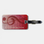 ピンクレッドヴィンテージグランジクレフ、 音符記号シンボルミュージックシート ラゲッジタグ (裏面横)