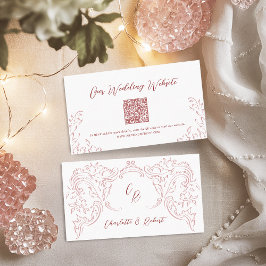 ピンクレッドヴィンテージフローリッシュQRコードウェブサイトカード プレイスカード