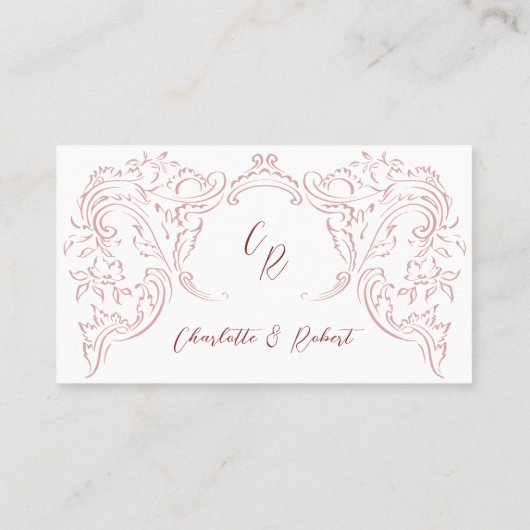 ピンクレッドヴィンテージフローリッシュQRコードウェブサイトカード プレイスカード (裏面)