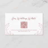 ピンクレッドヴィンテージフローリッシュQRコードウェブサイトカード プレイスカード (正面)