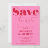 ピンクレッド会社クリスマスパーティー日付を保存 招待状 (正面)