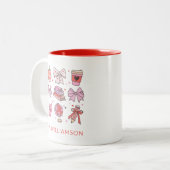 ピンクレッド先生感謝ギフトバレンタインデー ツートーンマグカップ (正面左)