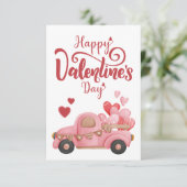 ピンクレッド図解入りの、写真付きのハッピーバレンタインデー 招待状 (スタンド正面)