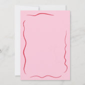 ピンクレッド図解入りの、写真付きのレトロヴィンテージブライダルシャワー 招待状 (裏面)