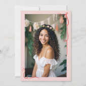 ピンクレッド弓リボンイラストブライダルシャワー 招待状 (裏面)