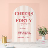 ピンクレッド応援40歳40歳の誕生日へようこそ アクリルサイン (ウェディング)