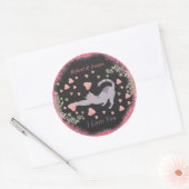 ピンクレッド愛する猫のモダンバレンタイン ラウンドシール (封筒)