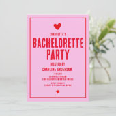 ピンクレッド手書きレトロバチェロレッテ 招待状 (スタンド正面)