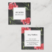 ピンクレッド抽象芸術バラバードシャルボード背景 スクエア名刺 (正面/裏面)