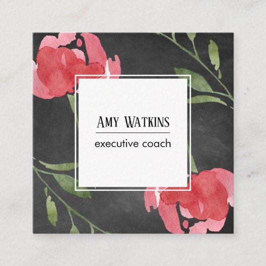 ピンクレッド抽象芸術バラバードシャルボード背景 スクエア名刺 (正面)