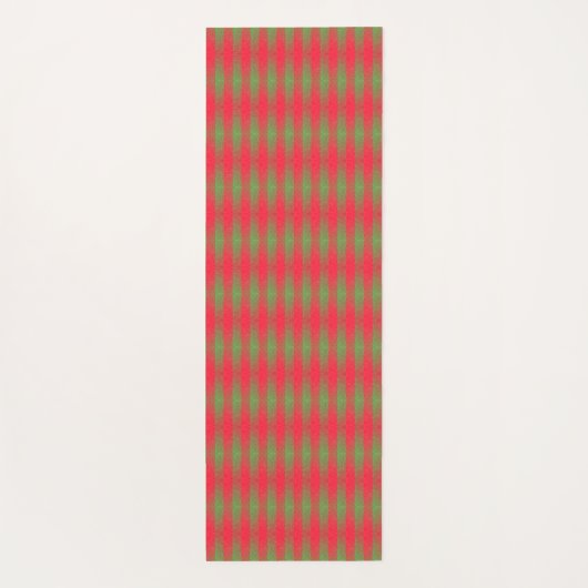 ピンクレッド緑の格子模様の追加名前をカスタムする ヨガマット (裏面)