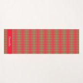 ピンクレッド緑の格子模様の追加名前をカスタムする ヨガマット (正面(横))