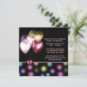 ピンクレッド金ゴールドハートバルーン甘い16パーティー 招待状 (スタンド正面)