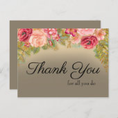 ピンクレッド金ゴールドフローラ ポストカード (正面/裏面)