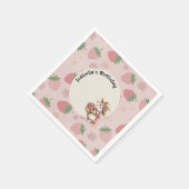 ピンクレッド2スイートストロベリーセカンドバースデーパーティー スタンダードカクテルナプキン (角)