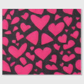 ピンクレッド&ブラックラブバレンタイン ラッピングペーパー (フラット)