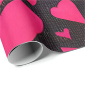 ピンクレッド&ブラックラブバレンタイン ラッピングペーパー (ロールコーナー)