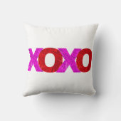 ピンクレッドXOXOバレンタインデーはっきりしたグラモダンフィック クッション (裏面)