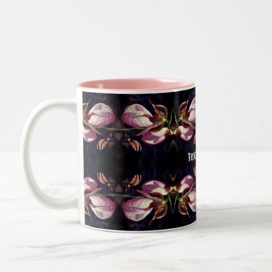 ピンクレディスリッパオーキッドパーソナライズされた抽象芸術 ツートーンマグカップ (左)