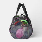 ピンクレディスリッパオーキッドフラワーパーソナライズされた ダッフルバッグ (右)