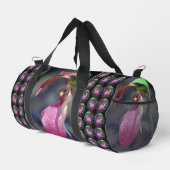 ピンクレディスリッパオーキッドフラワーパーソナライズされた ダッフルバッグ (右コーナー)