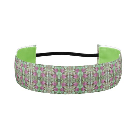 ピンクレディスリッパオーキッドフラワーペア抽象芸術 アスレチックヘッドバンド (正面)