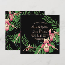 ピンクレディスリッパオーキッドリースオンブラック結婚ズ