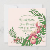 ピンクレディスリッパオーキッドリースピーチ結婚ーズ 招待状 (正面)