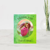ピンクレディスリッパパーソナライズされたありがとう カード (正面)