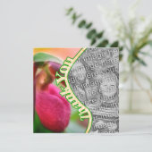 ピンクレディスリッパ花ありがとうフォトカード サンキューカード (スタンド正面)