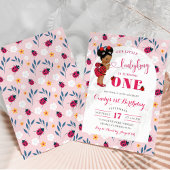 ピンクレディバグアフリカアフロガールファースト誕生日 招待状