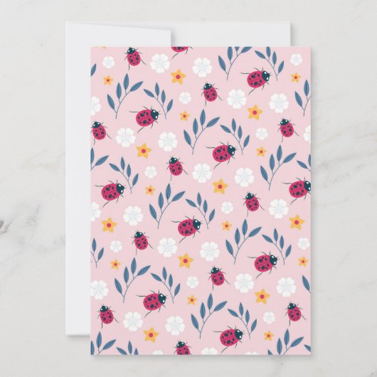 ピンクレディバグアフリカアフロガールファースト誕生日 招待状 (裏面)