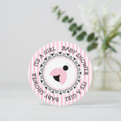 ピンクレディバグガールのベビーシャワー招待状 招待状 (スタンド正面)