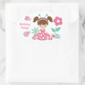 ピンクレディバグガール子供の誕生日パーティー 楕円形シール (バッグ)