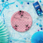 ピンクレディバグパーソナライズされた誕生日紙プレート ペーパープレート (パーティー)