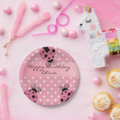 ピンクレディバグパーソナライズされた誕生日紙プレート ペーパープレート (パーティー)