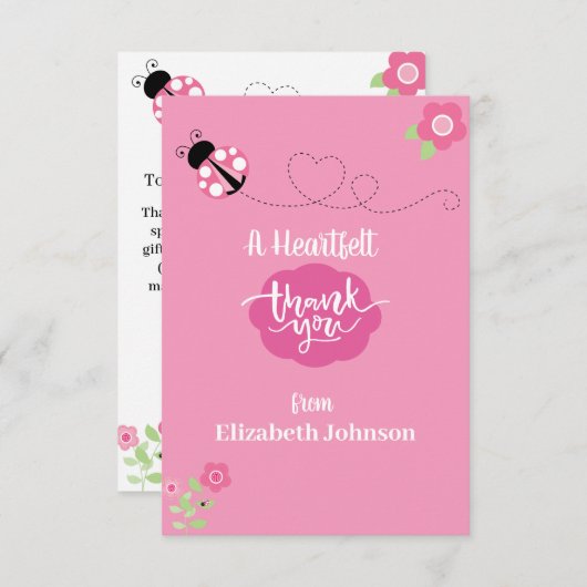 ピンクレディバグフラットサンキューカード サンキューカード (正面/裏面)