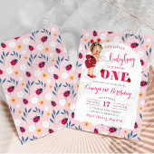 ピンクレディバグブロンドガールファースト誕生日招待状 招待状
